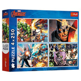Trefl 4-in-1 Marvel The Avengers: Heroic Days Puzzle - 250 Pcs | 13309